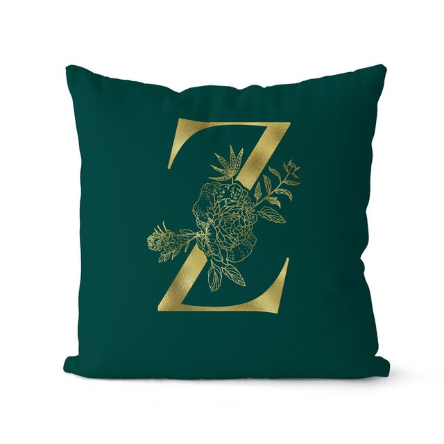 Gold Letter Initial Throw Pillow Cover