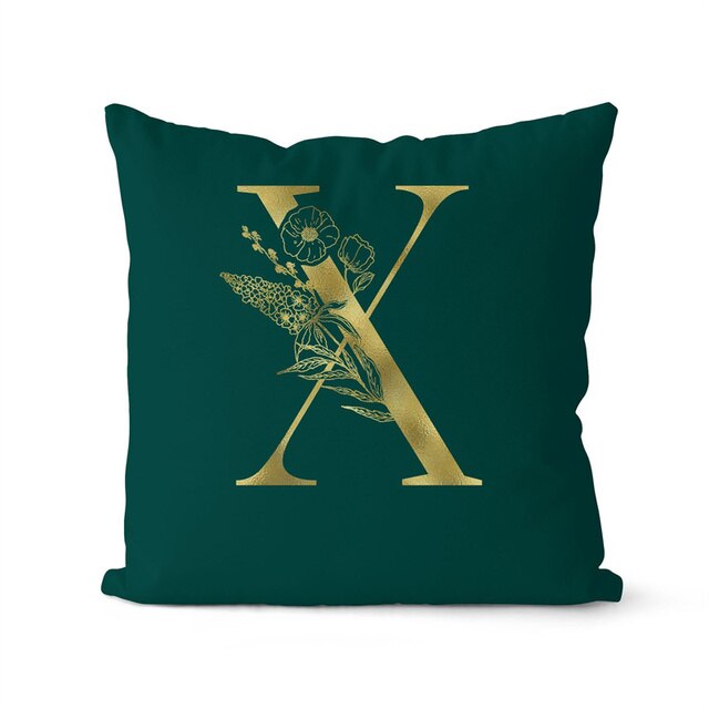 Gold Letter Initial Throw Pillow Cover