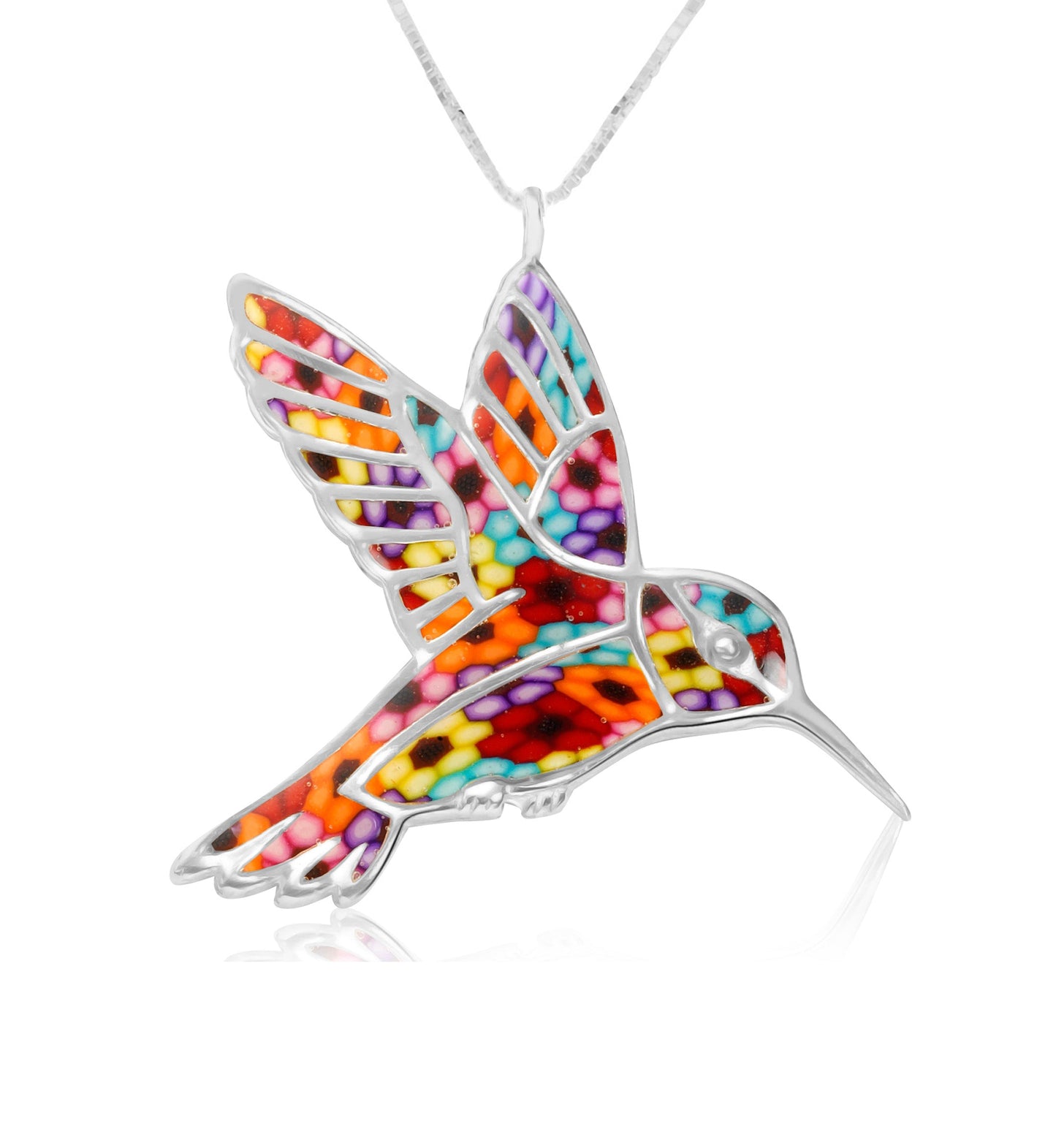 925 Sterling Silver Hummingbird Necklace Handcrafted Pendant