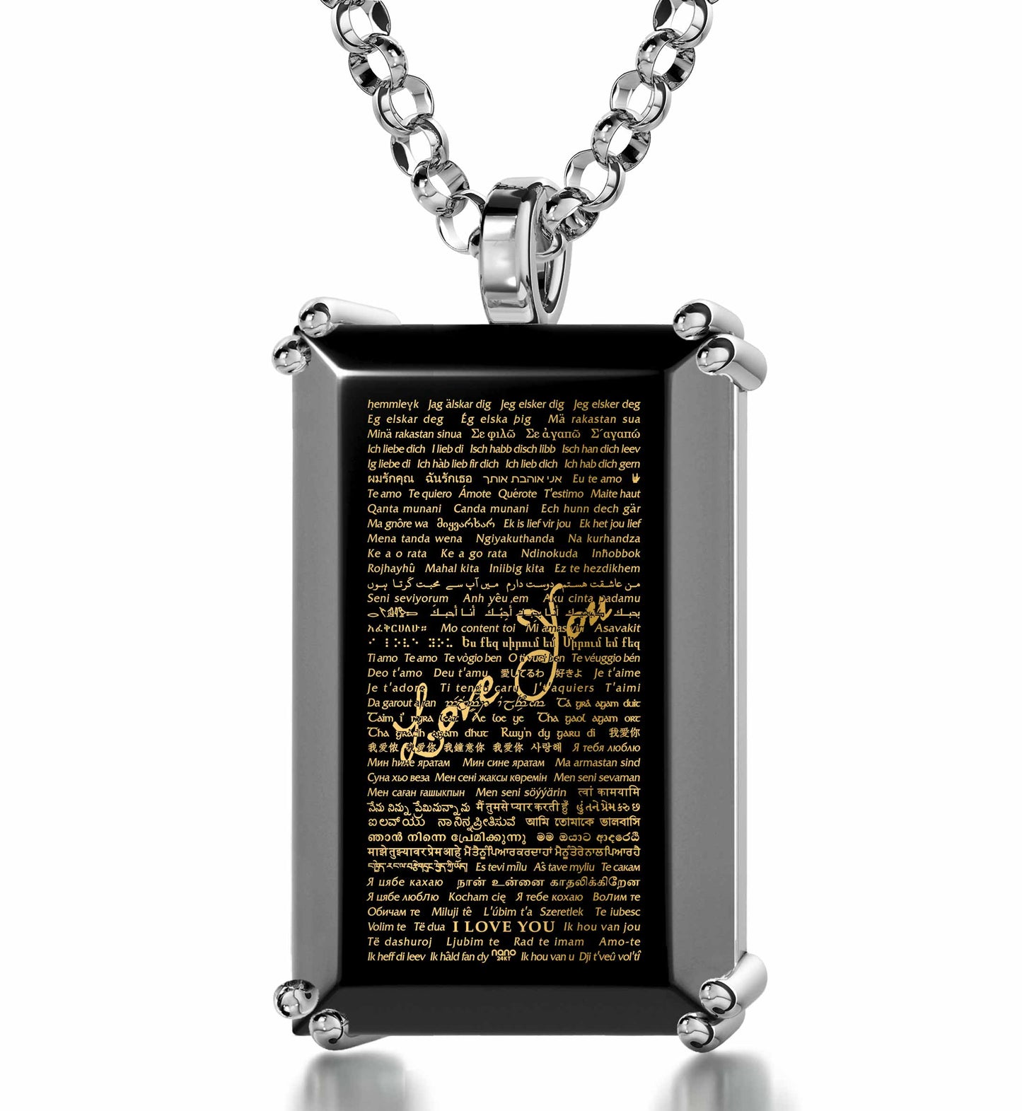 Men's Onyx "I Love You" Pendant Necklace