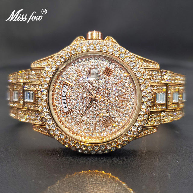 Men's 18k Gold-Plated Crystal Watch