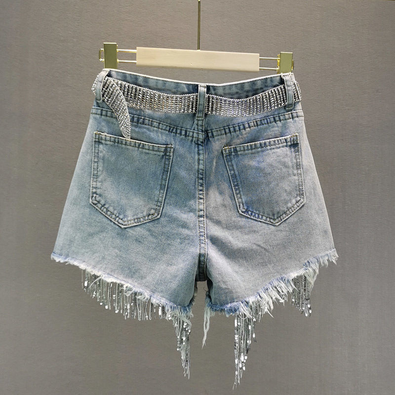 Tassel Beading Denim Shorts