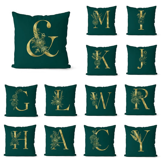 Gold Letter Initial Throw Pillow Cover