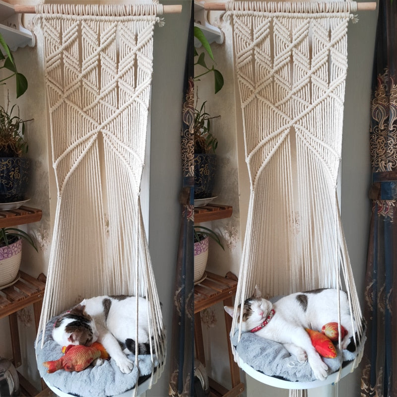 Handmade Boho Style Cat Swing Bed