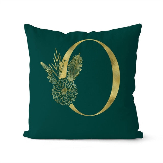 Gold Letter Initial Throw Pillow Cover