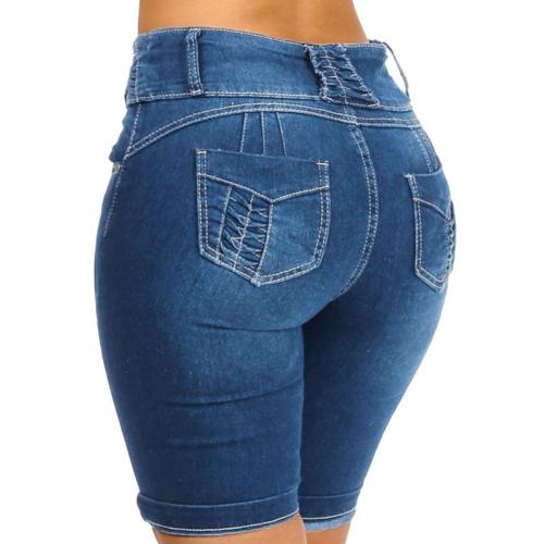 Knee Length Stretch Jean Shorts