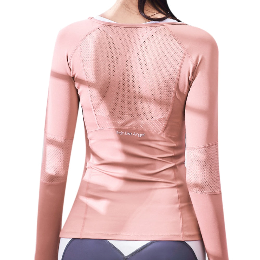 Mesh Back Seamless Long Sleeve Top