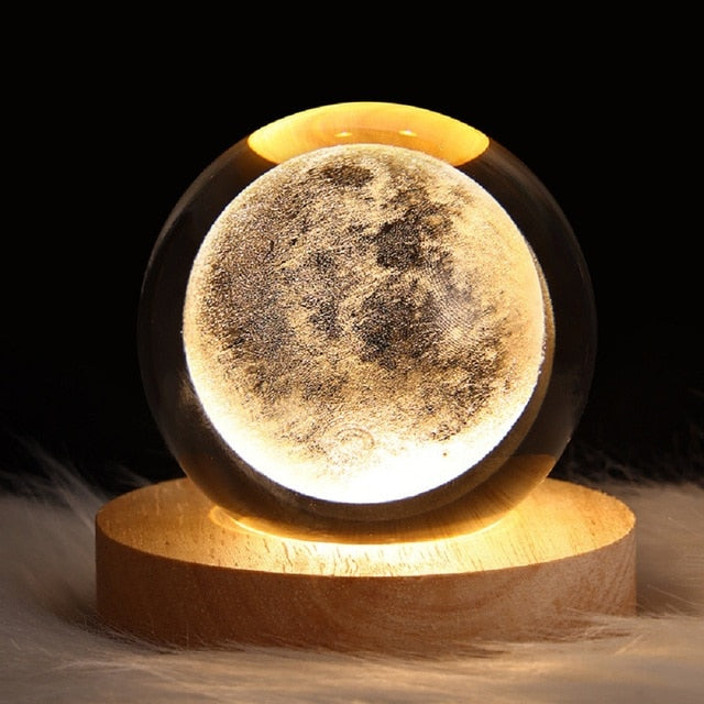 3D Laser Engraved Crystal Ball Lamp