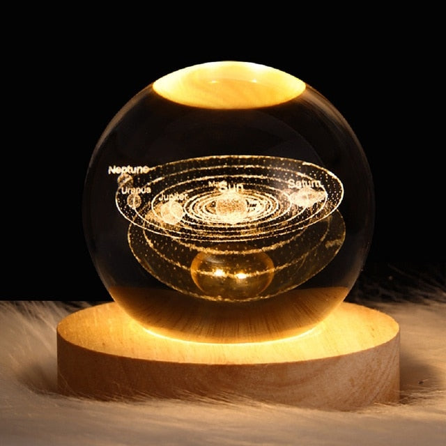 3D Laser Engraved Crystal Ball Lamp