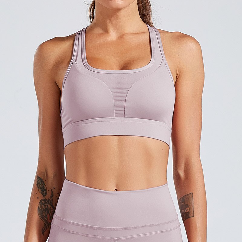 Solid Patchwork Sports Bra Top