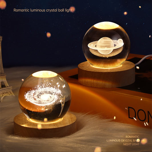 3D Laser Engraved Crystal Ball Lamp