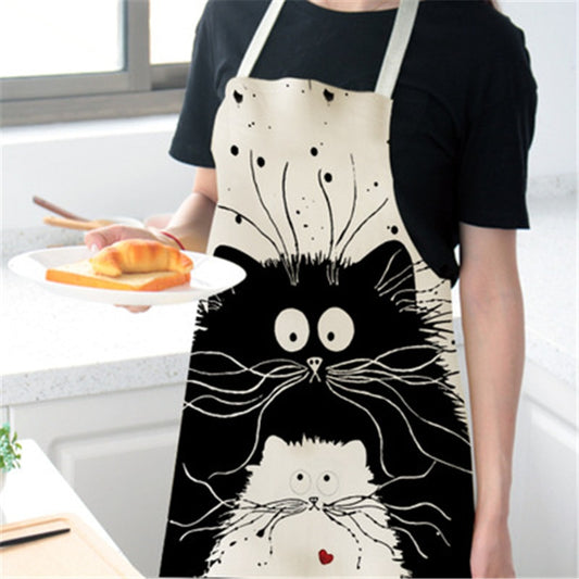 Cute Cat Print Kitchen Apron