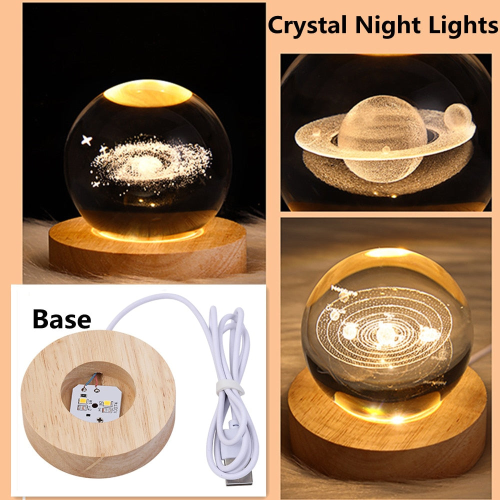 3D Laser Engraved Crystal Ball Lamp