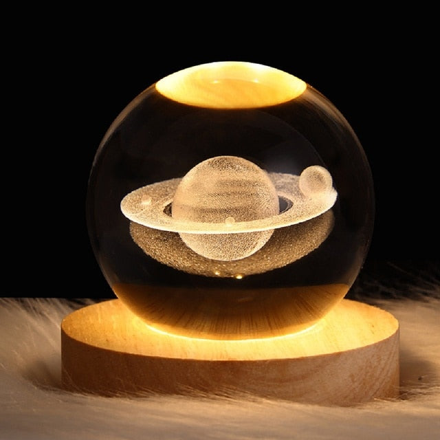 3D Laser Engraved Crystal Ball Lamp