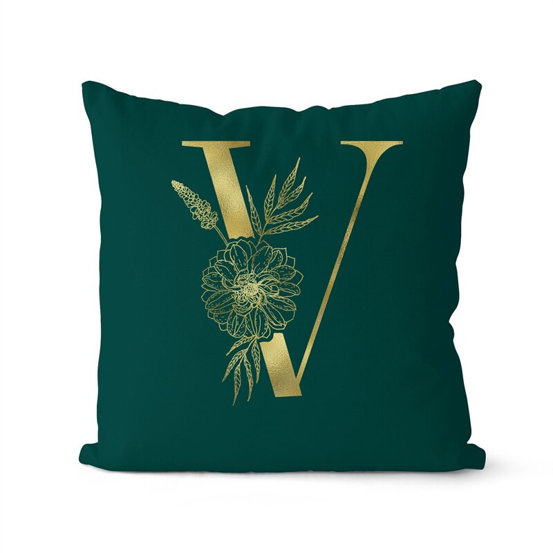 Gold Letter Initial Throw Pillow Cover