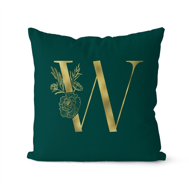 Gold Letter Initial Throw Pillow Cover