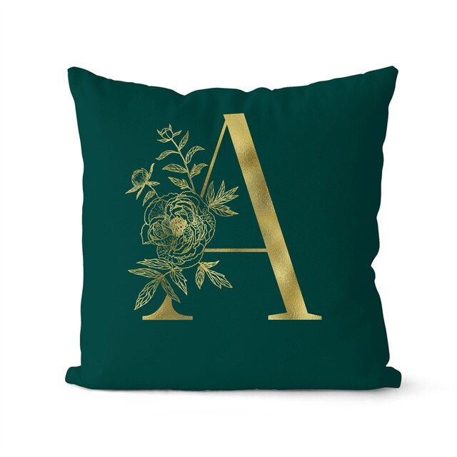 Gold Letter Initial Throw Pillow Cover