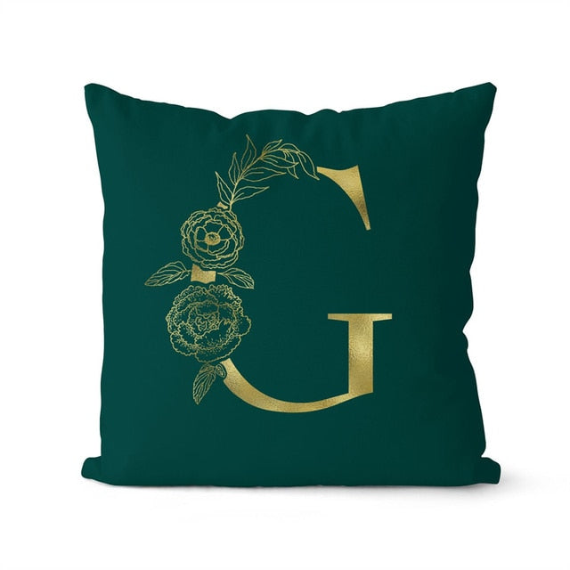 Gold Letter Initial Throw Pillow Cover