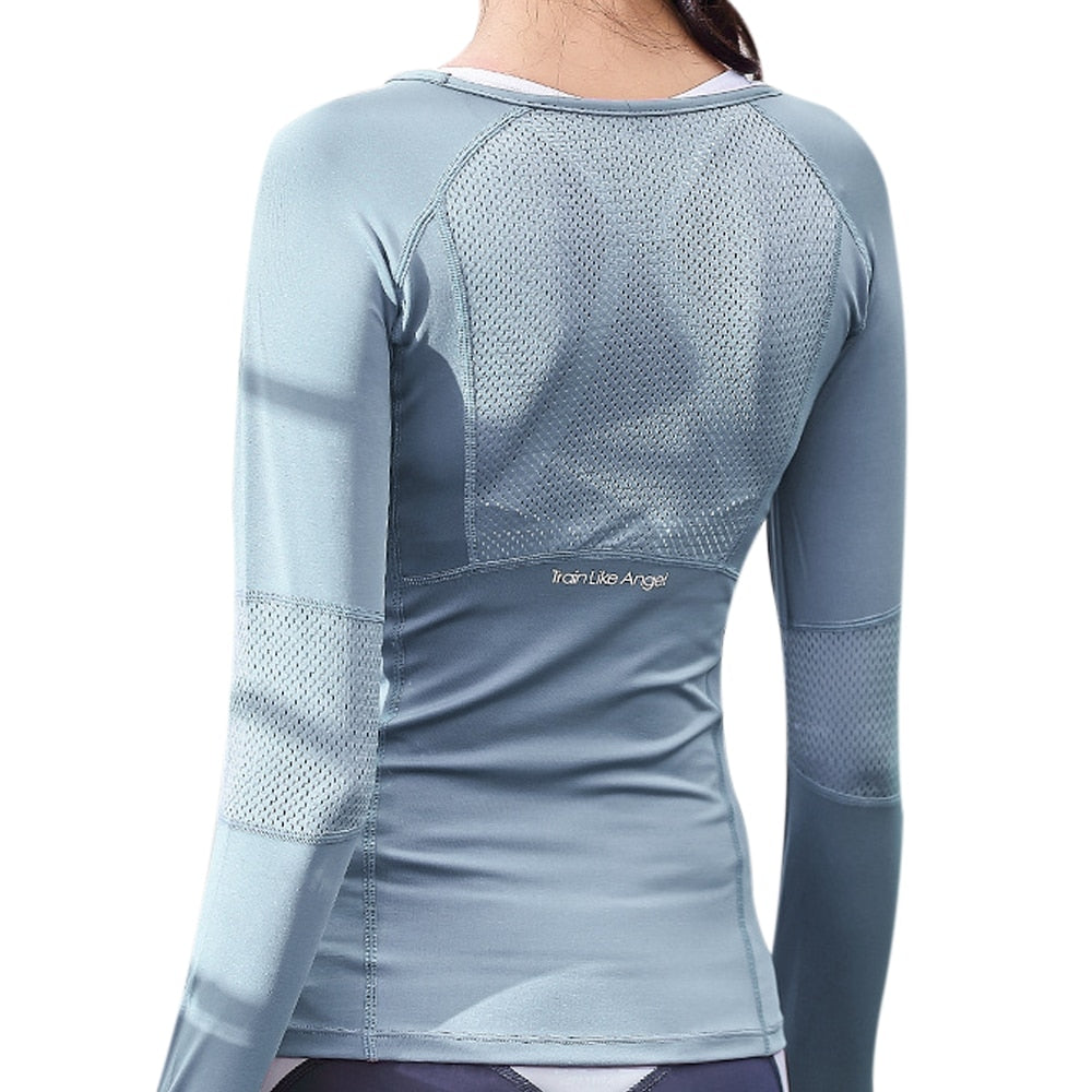 Mesh Back Seamless Long Sleeve Top