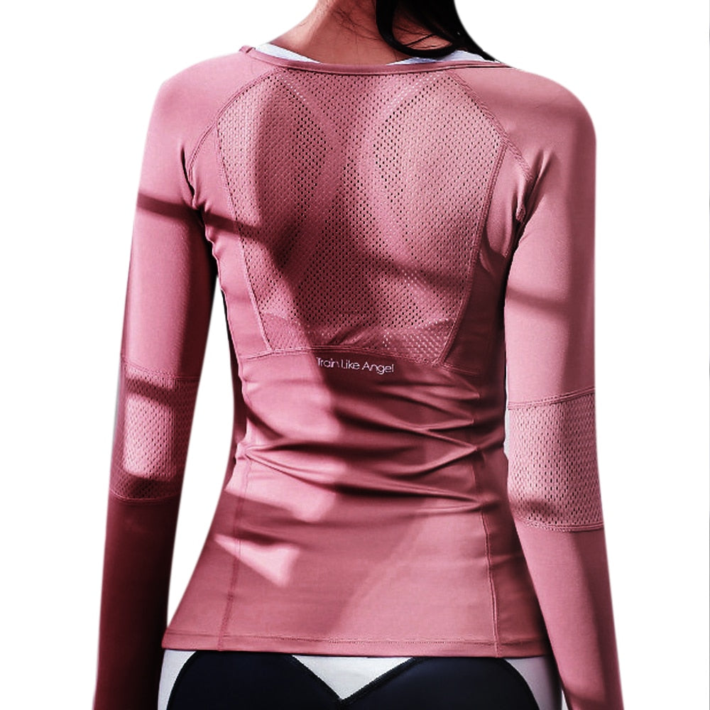 Mesh Back Seamless Long Sleeve Top