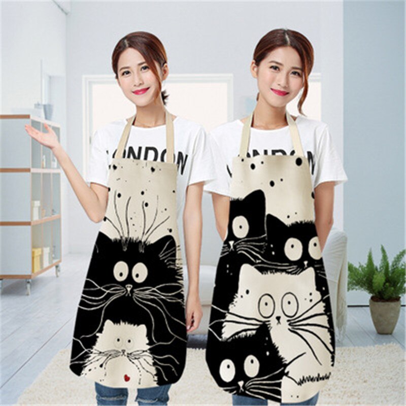 Cute Cat Print Kitchen Apron