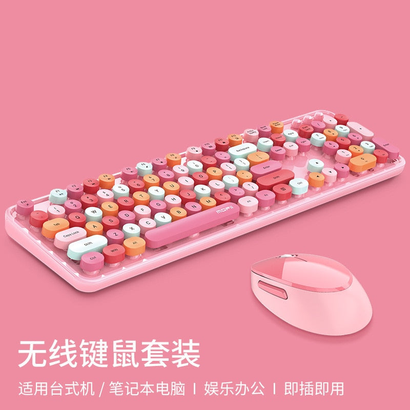 Wireless Candy Color Round Keycap Keyboard Set