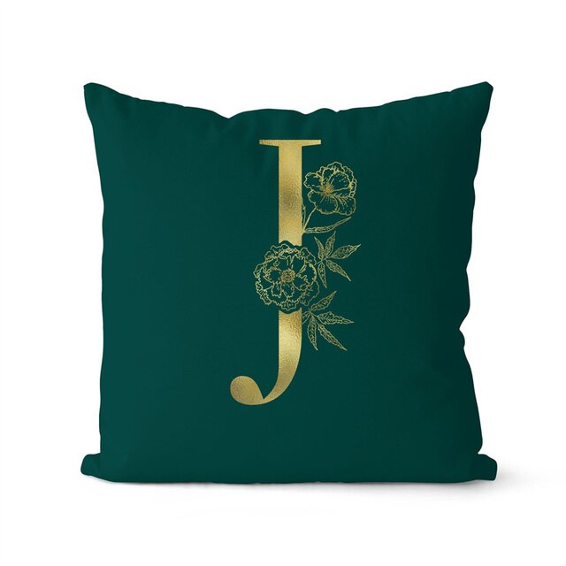 Gold Letter Initial Throw Pillow Cover