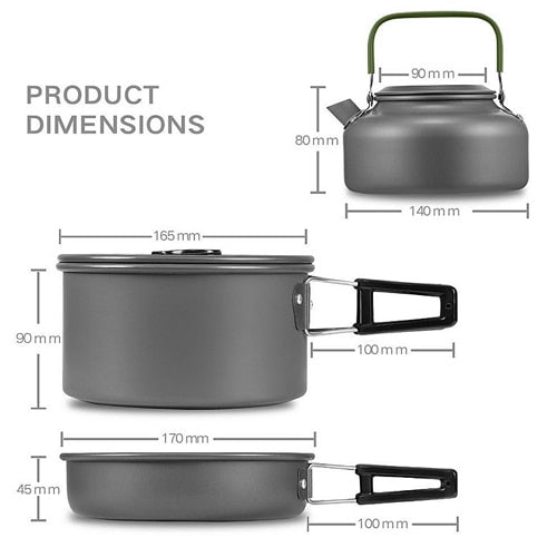 3 Pc Camping Cookware Set