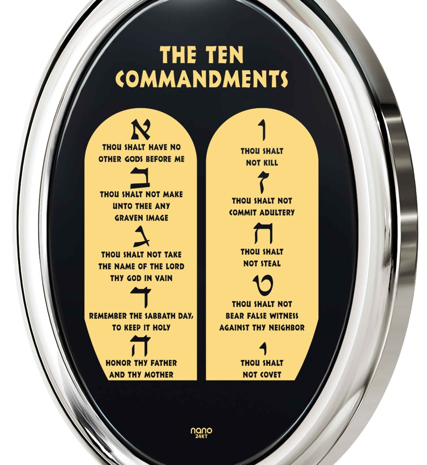 Ten Commandments Hebrew Pendant Necklace