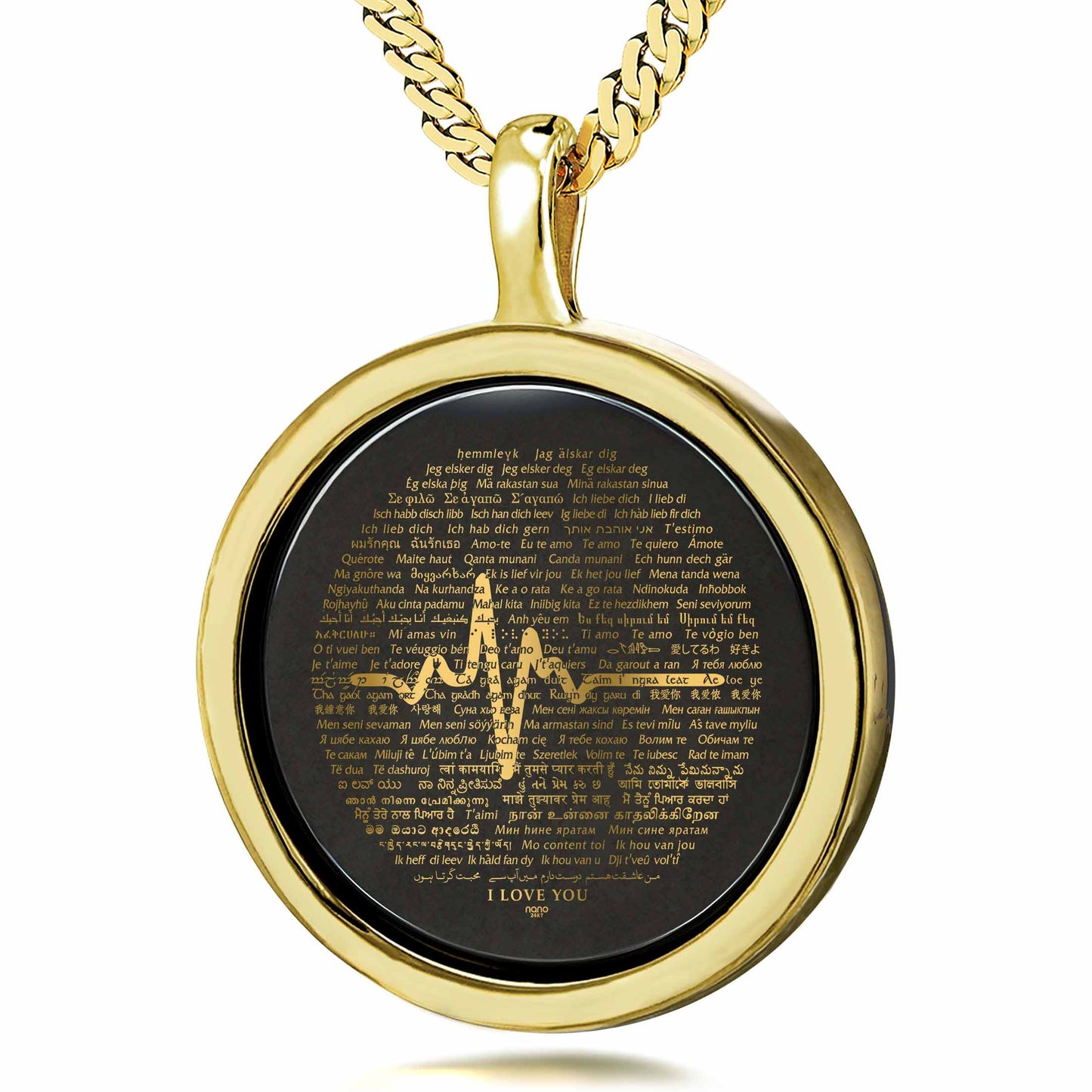 24k Gold Heartbeat of Love Pendant Necklace