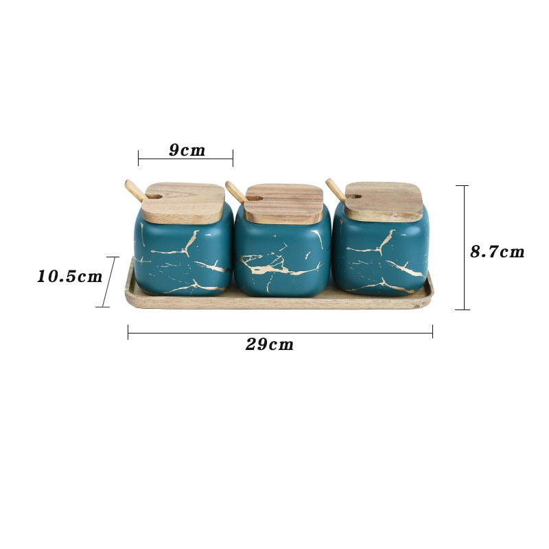 Marble Pattern Ceramic Seasoning Tank Set