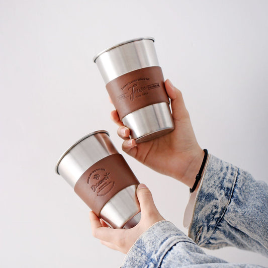 Stainless Steel Lidded Travel Mugs with Straw