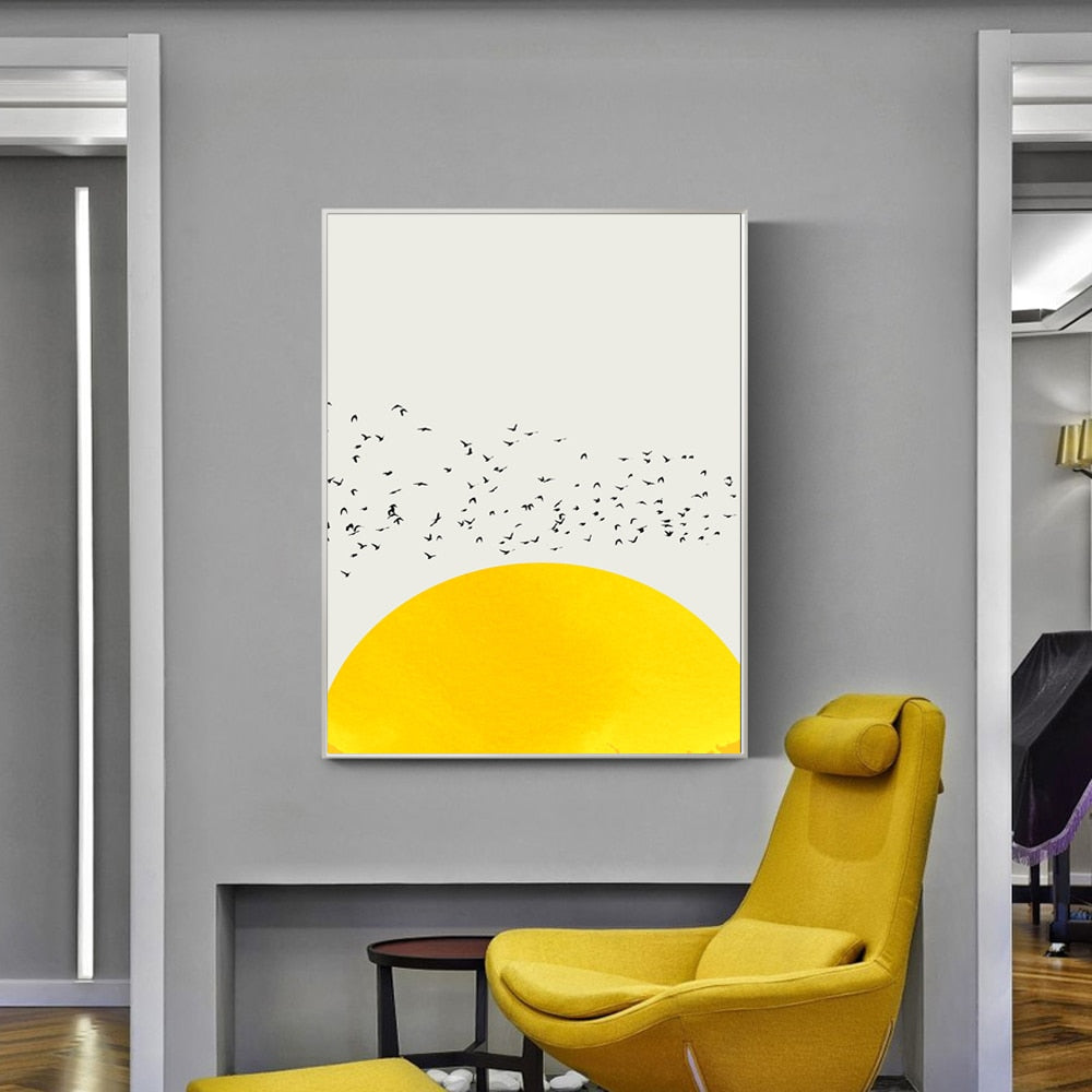 Add a pop of color to any space with our A Thousand Birds Abstract Canvas Print. No Frame.