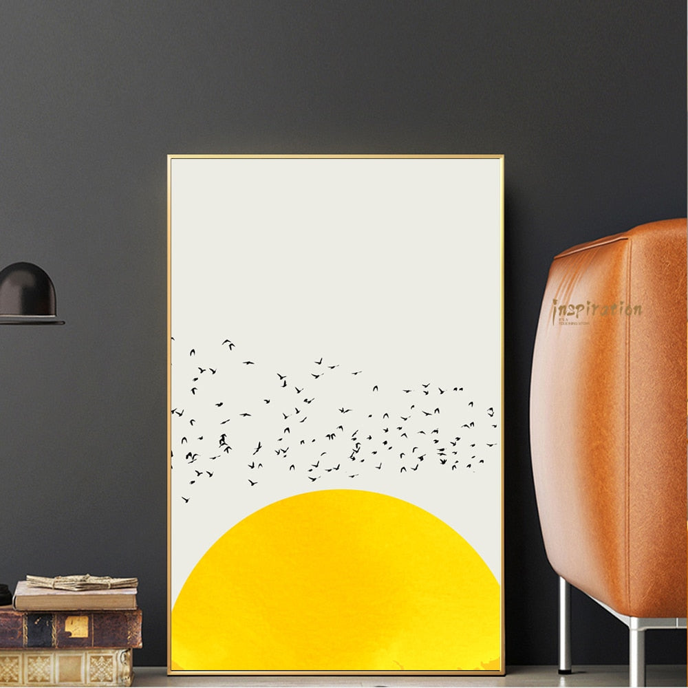 Add a pop of color to any space with our A Thousand Birds Abstract Canvas Print. No Frame.