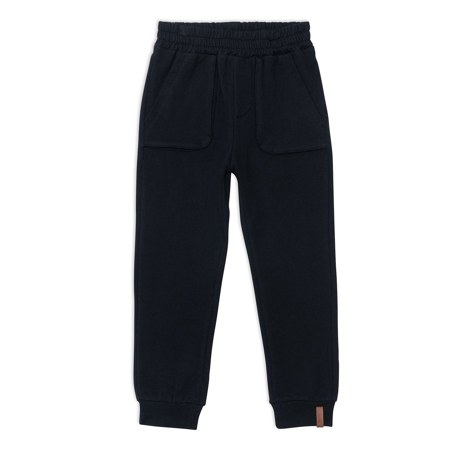 With utility pockets on each hip, our Fleece Sweatpants Solid Black offer comfort and style for every day of the week. Super soft in cotton fleece.  These pants feature an easy pull-on fit with an elastic waistband, rib knit cuffs, and a small logo label at the hem.