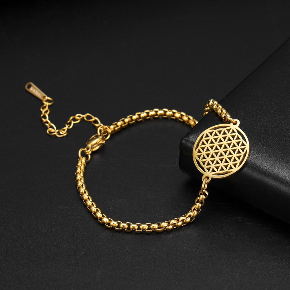 Add some sparkle and shine with this cute Flower of Life Round Charm Bracelet. Exceptional quality for less. Stainless-Steel. Plated, Free Express Shipping!