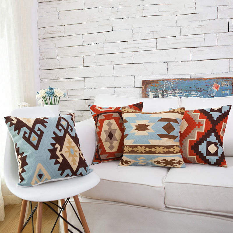 Bring new life to your old throw pillows with any one or more of our colorful Geometric Patterned Embroidered Throw Pillow Covers.