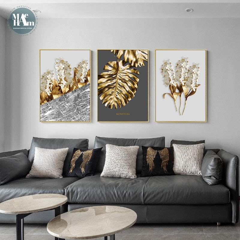 Add sparkle to any space with any one or more of our Golden Giclee Canvas Prints. These bold golden abstracts compliment your contemporary design aesthetic