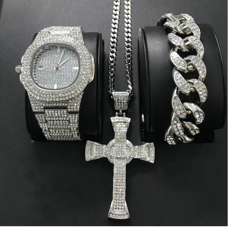 Get your swag on with our Luxury Drip Quartz Watch Jewelry Set. Bling bling with the huge cha-ching! Free Express Shipping.