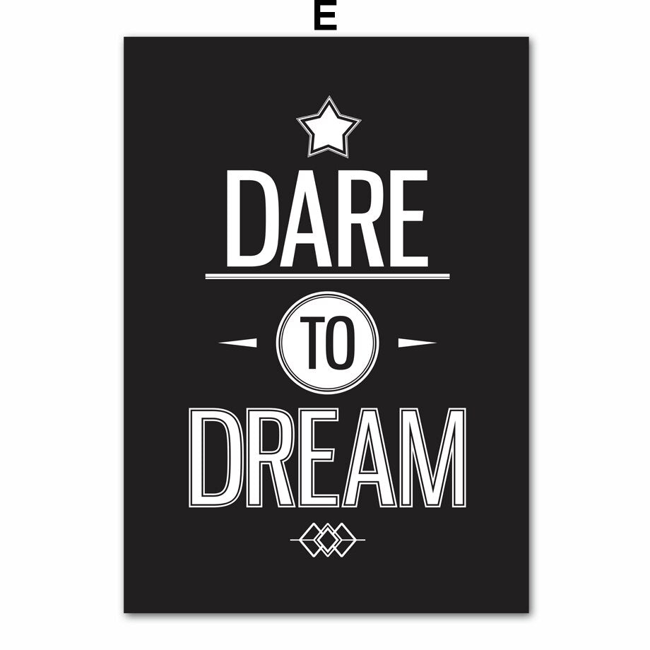 Share a message of inspiration with any one or more of our Motivational Canvas Prints.  The bold black and white graphics compliment your contemporary design aesthetic.  