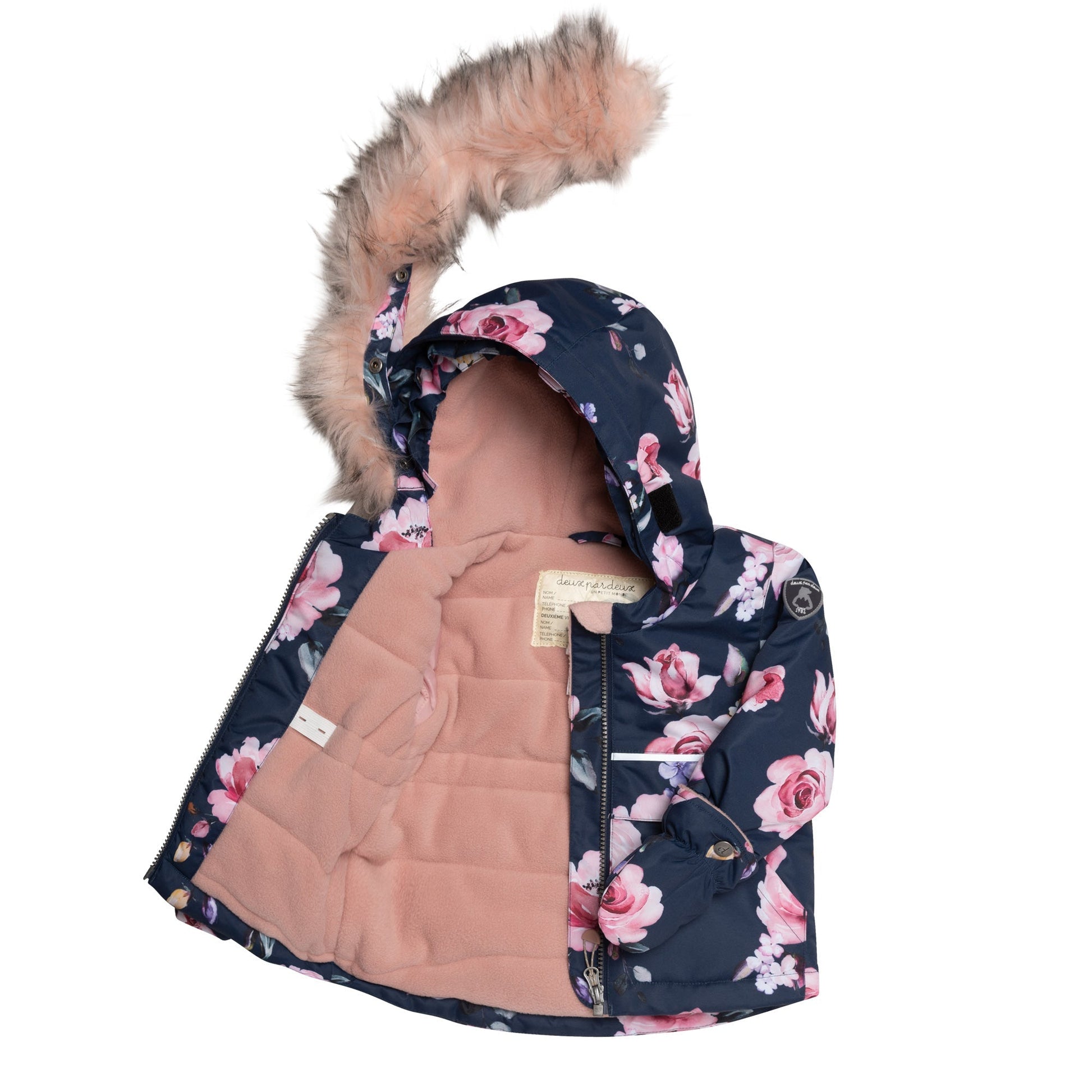 Our Navy And Dusty Rose Printed Two Piece Snowsuit is the perfect way to protect little ones in the cold. Insulated and weather-resistant.