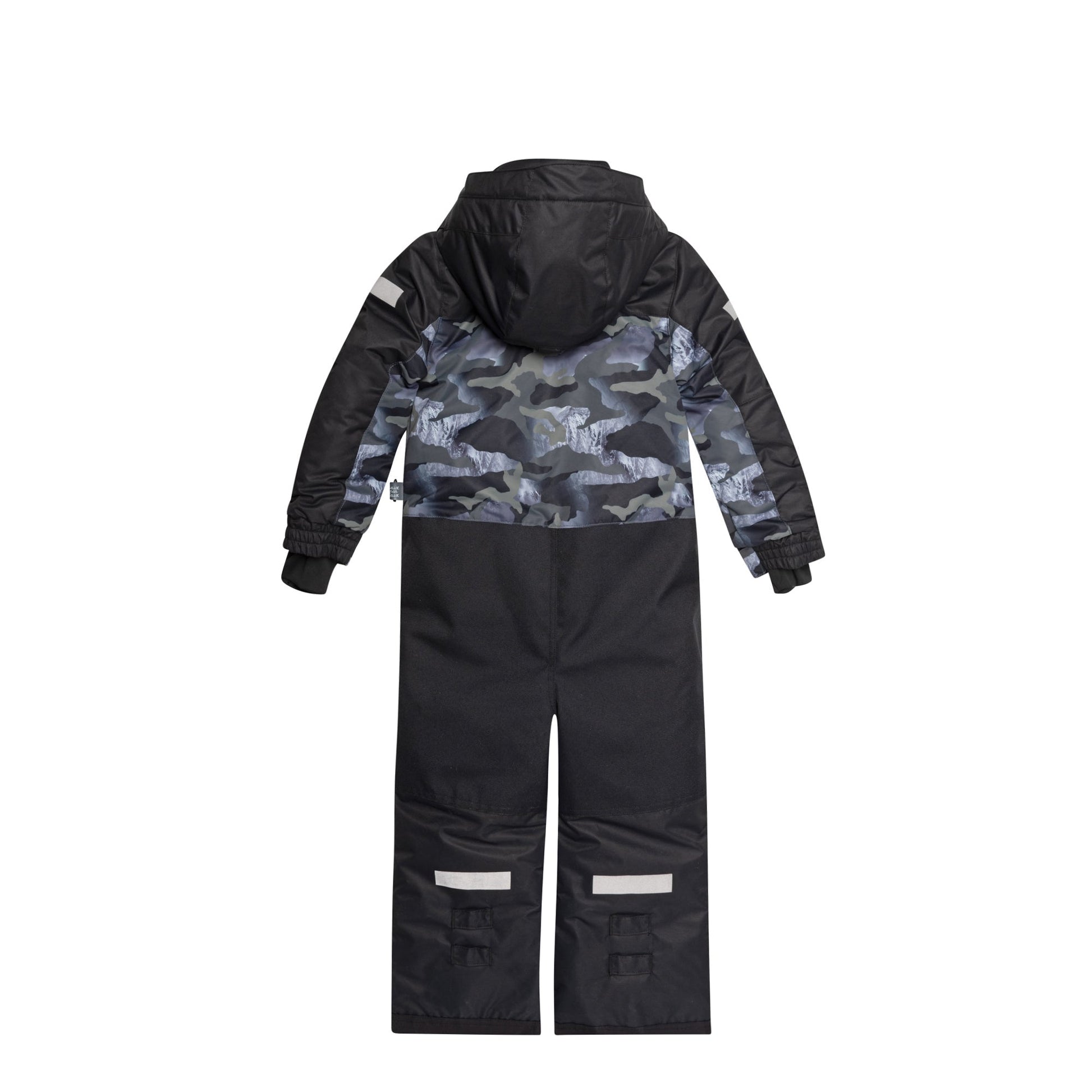 Little ones can enjoy the snow in style in our One Piece Snowsuit Printed Camo. Weather-resistant and insulated for warmth in sub-freezing temperatures.  This snowsuit features an adjustable inside waist, reinforced knees panels, rubberized elastic ankles, and a fleece lining for added warmth.