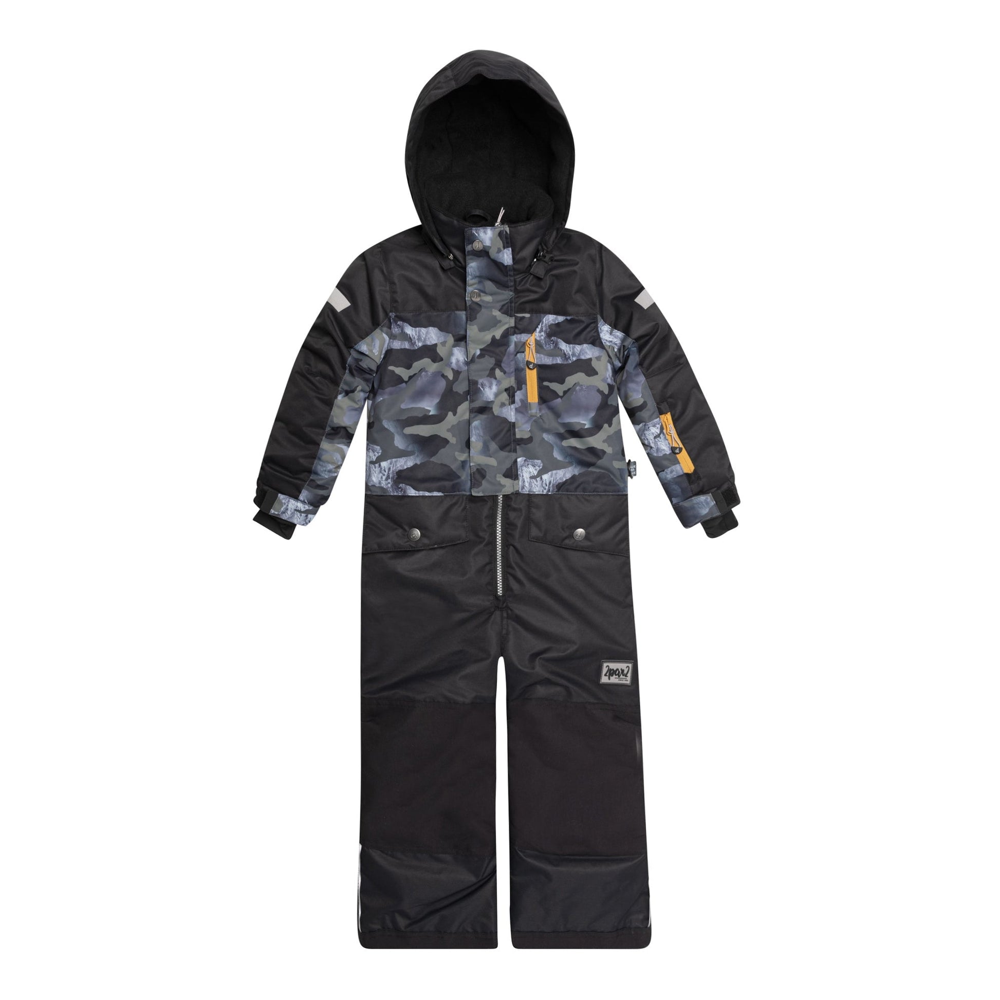 Little ones can enjoy the snow in style in our One Piece Snowsuit Printed Camo. Weather-resistant and insulated for warmth in sub-freezing temperatures.  This snowsuit features an adjustable inside waist, reinforced knees panels, rubberized elastic ankles, and a fleece lining for added warmth.