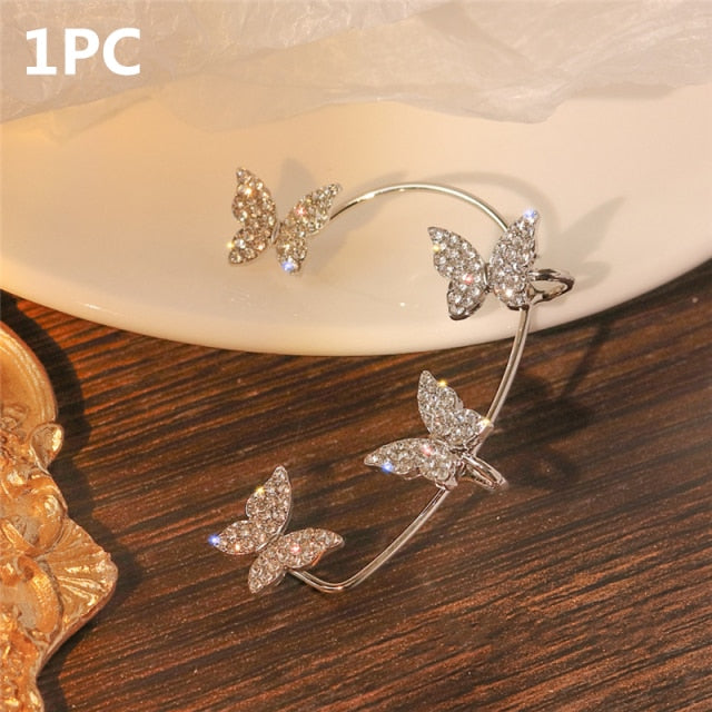 Adorn yourself with this sweetly exquisite Sparkling Butterfly Ear Clip Gold Plated. Great option. Welcome addition to any jewelry box. Zircon crystals