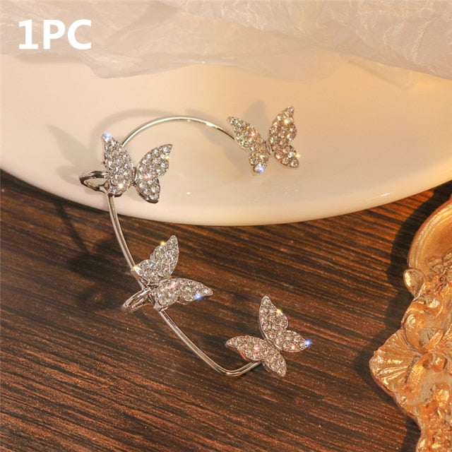 Adorn yourself with this sweetly exquisite Sparkling Butterfly Ear Clip Gold Plated. Great option. Welcome addition to any jewelry box. Zircon crystals