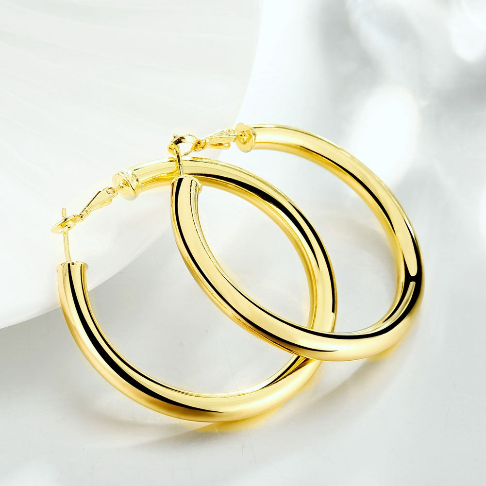 Thick Tube 50mm Hoop Earring in 18K Gold Filled. Made To Last Lifetime. Designed in ITALY.