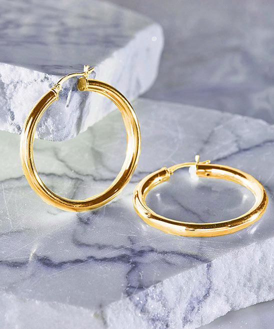 Thick Tube 50mm Hoop Earring in 18K Gold Filled. Made To Last Lifetime. Designed in ITALY.