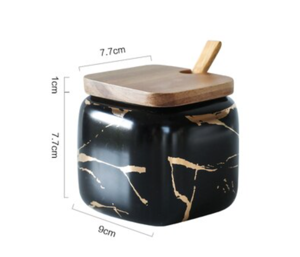 Marble Pattern Ceramic Seasoning Tank Set