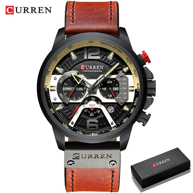 Leather Chronograph Wristwatch