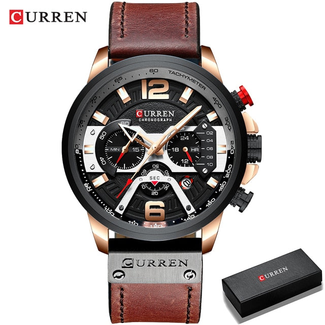 Leather Chronograph Wristwatch